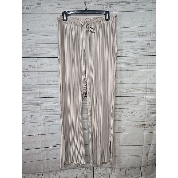 Dress Forum Women's L Cream Dressy Pants Pleated Style High Waisted‎ Drawstring - Picture 1 of 10